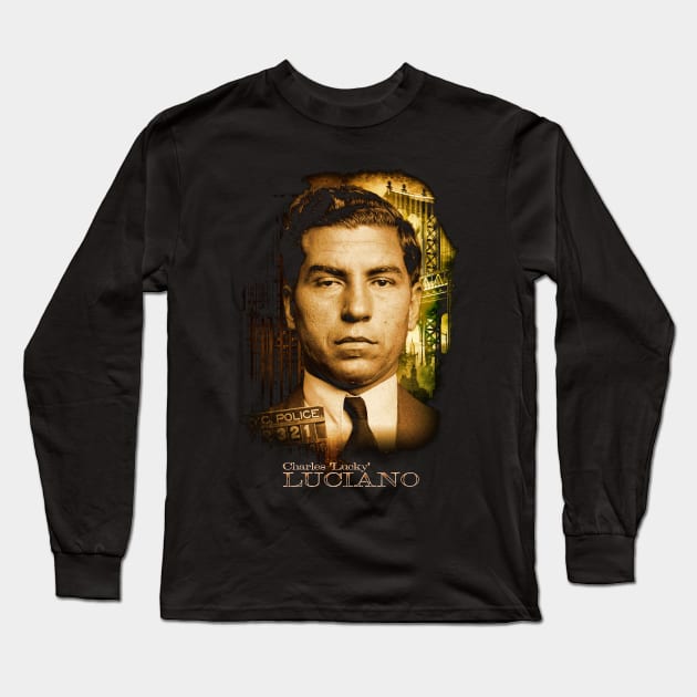 Charles 'Lucky' Luciano Design Long Sleeve T-Shirt by HellwoodOutfitters